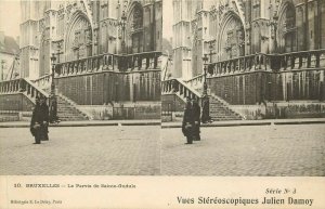 Postcard Vues Stereoscopiques J. Damoy Ser.3, 10.Bruxelles Belgium Ste. Gudule