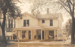 RPPC, LARGE HOME~Hammock On Porch CHURCH~Stained Glass Window  ca1910's Postcard