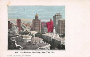 City Hall and Park Row, Manhattan, New York City, Very Early Postcard, Unused