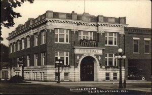 Kendallville IN City Hall 1917 Used Sullivan Real Photo Postcard