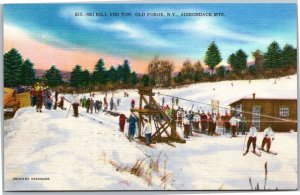 Postcard NY Adirondacks Old Forge Ski Hill and Tow