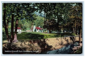 Bloomington Indiana IN Postcard Beautiful Cascade Park Houses Trees Scene 1947