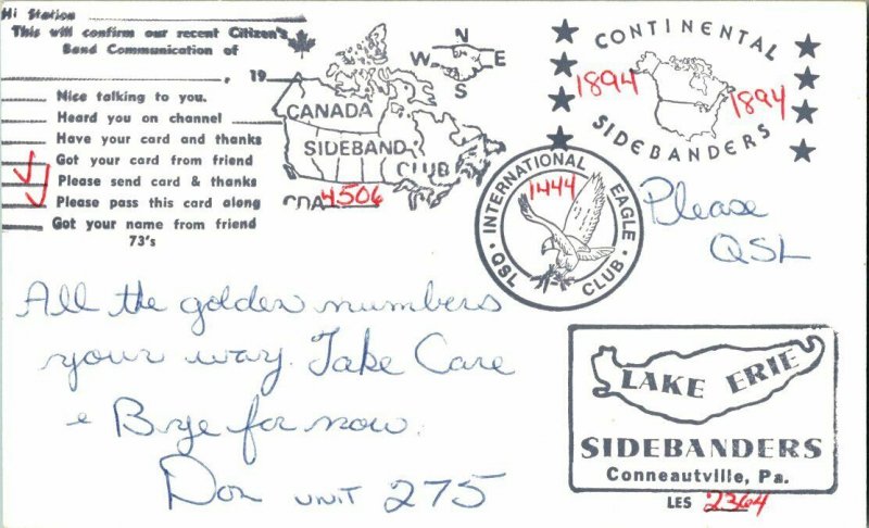 QSL Radio Card From Princeton Ontario Canada XM 45-23995 XM 45-13357 