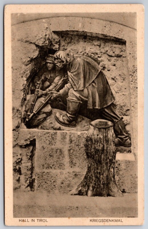 Hall Tirol War Memorial Sculpture Tyrol Austria UNP Unused DB Postcard H15