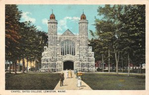 LEWISTON, Maine ME     CHAPEL At BATES COLLEGE      c1920's Postcard