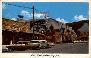 Jackson Wyoming WY Western Store Classic 1960s Cars Vintage Postcard