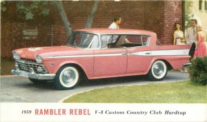 Postcard 1959 Rambler Rebel V-8 Custom country club hardtop advertising TR24-848