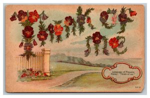 Vintage 1900's Postcard Think of Me Language of Flowers Floral Postcard NICE