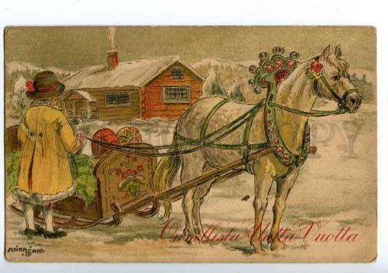 140949 SWEDEN Types HORSE by Adina SAND vintage Color PC