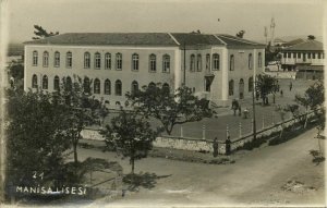 turkey, MANISA, Manisa Lisesi Arkası Osmanlıca Yazılı, High School (1920s) RPPC