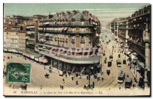 Old Postcard Marseille Quai du Port and Rue de la Republique