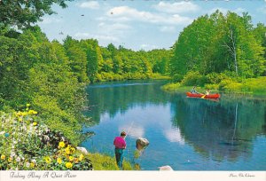 Canada Fishing Along A Quiet River Quebec