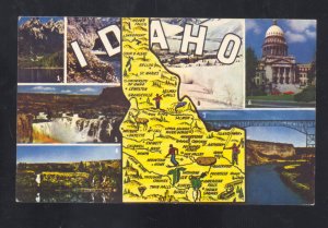 STATE OF IDAHO STATE MAP VINTAGE MULTI VIEW POSTCARD