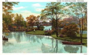 Vintage Postcard Scene In Garfield Park Hamlin And Central Park Ave. Chicago ILL