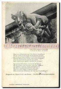 Postcard Old church gargoyle Villefranche-sur-Sa?ne The Goat And The On copulate