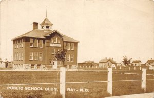 J21/ Ray North Dakota RPPC Postcard c1910 Public School Building 213