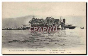 Old Postcard Boat War Catastrophe of Freedom Breastplate What remains of Freedom