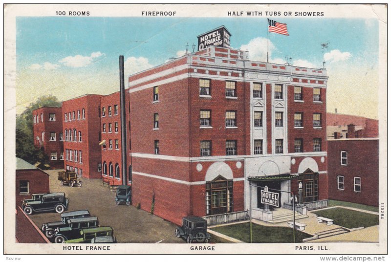 Hotel France , Garage , PARIS , Illinois , Pu-1927