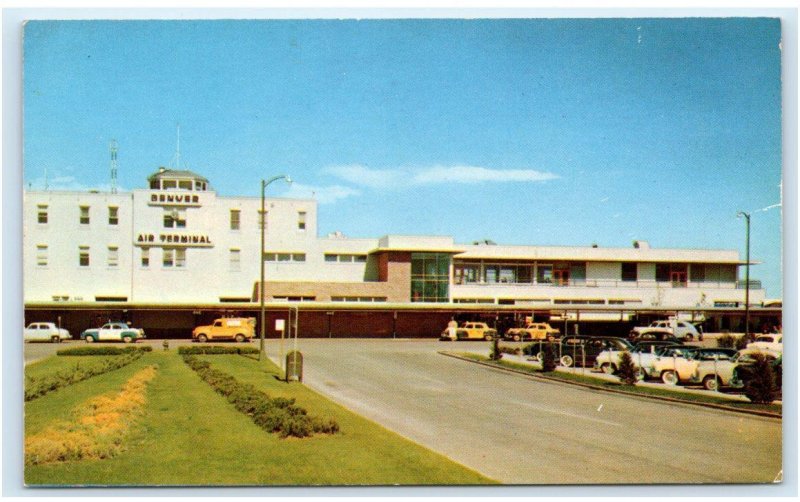 DENVER, CO Colorado ~ STAPLETON FIELD ~ Municipal Airport c1950s Cars Postcard