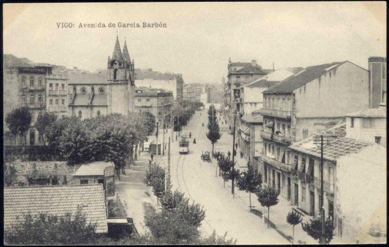 spain, VIGO, Avenida de Garcia Barbón, TRAM  (1910s)