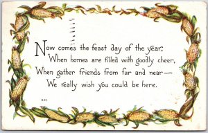 1914 Thanksgiving Greetings Quote For A Friend Corn Bordered Posted Postcard