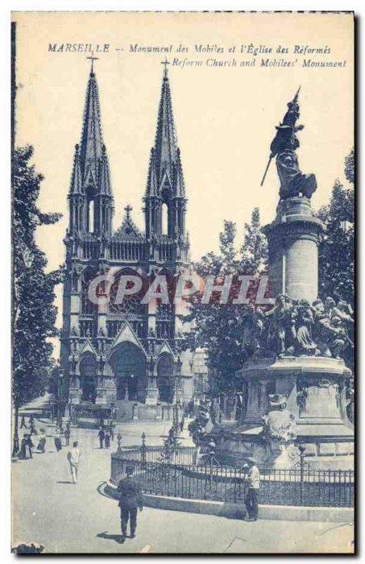 Old Postcard Marseille Monument Mobile and Church of Reforms