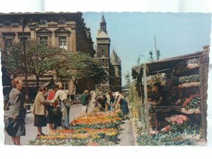 New Vintage Postcard Le Quai aux Fleurs Paris France 1950s Flower Market