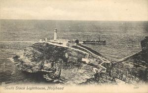 Vintage Lithograph Postcard South Stack Light House Holyhead Wales UK Unposted