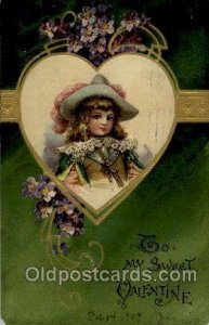 Valentines Day 1909 bottom corner tips are trimmed, writing bottom edge, post...