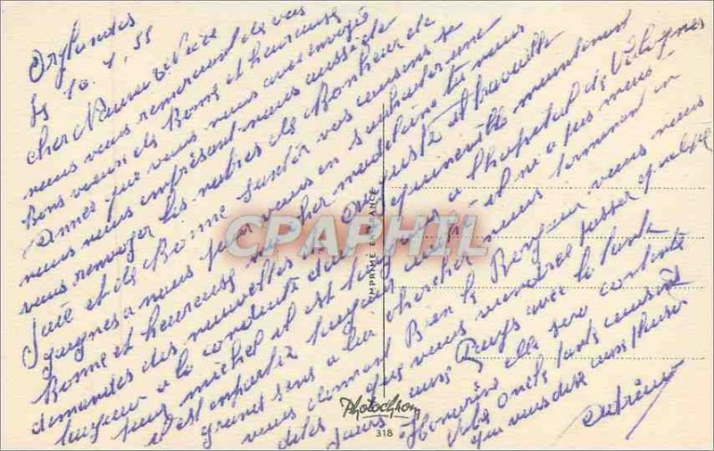 Old Postcard Happy New Year Skiing