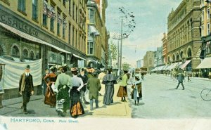 Postcard  1905 Hand Tinted View of Main Street in Hartford, CT.     T8