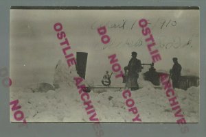 Webster SOUTH DAKOTA RPPC 1910 TRAIN STUCK SNOW Engine nr Bristol Summit Waubay