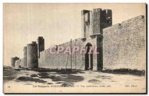 Old Postcard of Aigues Mortes Ramparts External view