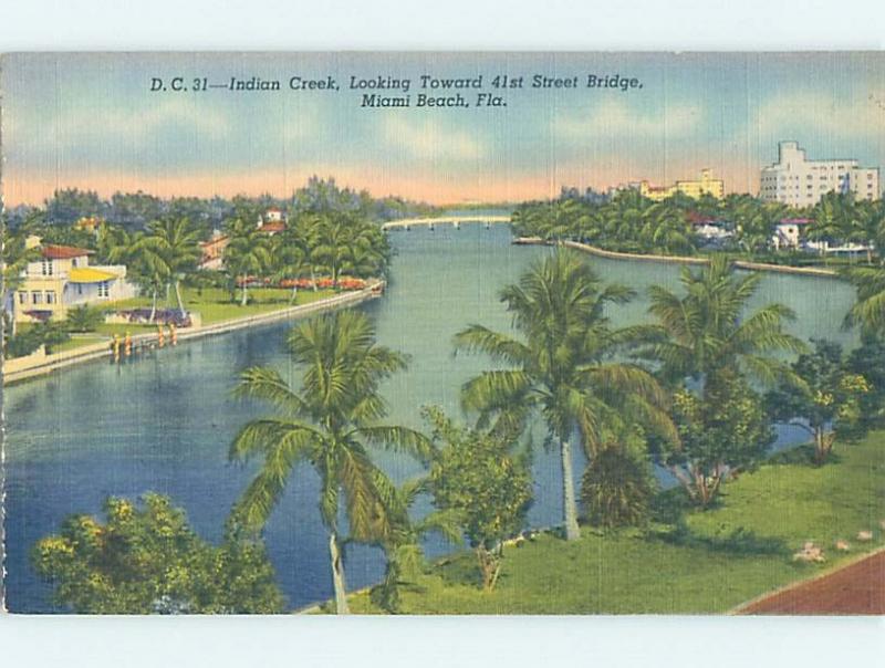 Unused Linen BRIDGE SCENE Miami Beach Florida FL H8076