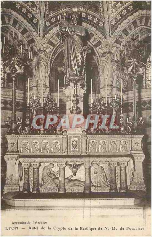 Postcard Old Lyon Altar of the crypt of the Basilica of N D Fourviere