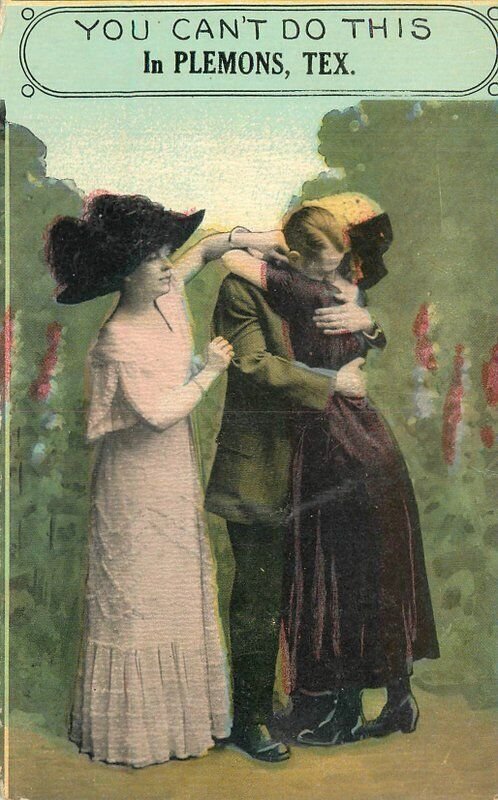 Texas Plemons Civic Booster Couple romance #S-166 C-1910 Postcard 22-8399 