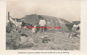 Native American Eskimo, RPPC, Encampment, Bering Alaska