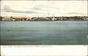 Newport RI NY Steamer Docks Long Wharf c1910 Postcard