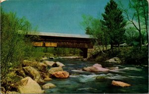 Covered Bridge Jackson New Hampshire  NH 1956 Kodachrome Chrome Postcard C1