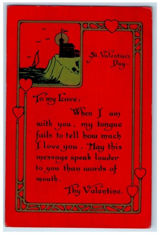 c1910's Valentine Message Hearts Cedar Rapids Iowa IA Posted Antique Postcard