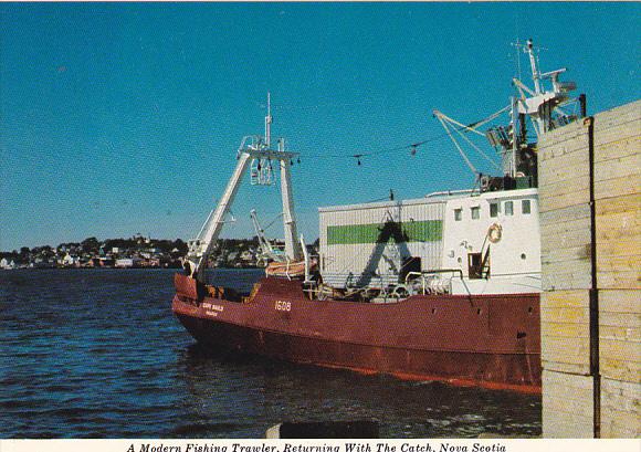 Canada Modern Fishing Trawler Returning With Catch Lunenberg Nova Scotia