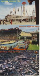 (3) Seattle Worlds Fair postcards
