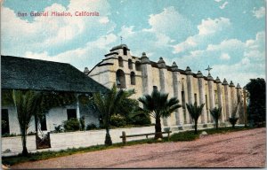 Vtg California CA San Gabriel Mission 1910s Unused Postcard