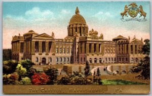 Vtg Harrisburg Pennsylvania PA The Capitol Gold Gilt Embossed 1910s Old Postcard