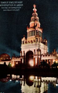 California San Francisco 1915 Panama-Pacific Expo Tower Of Jewels By Night