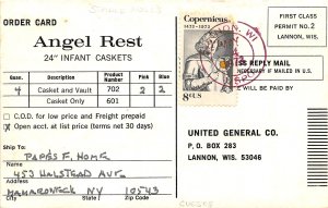 Angel Rest Infant Caskets 1973 Advertising Postcard Coffin 