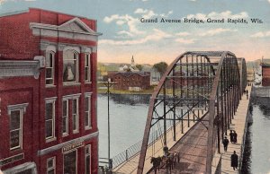 GRAND RAPIDS WISCONSIN~GRAND AVENUE BRIDGE~1916 PSTMK POSTCARD