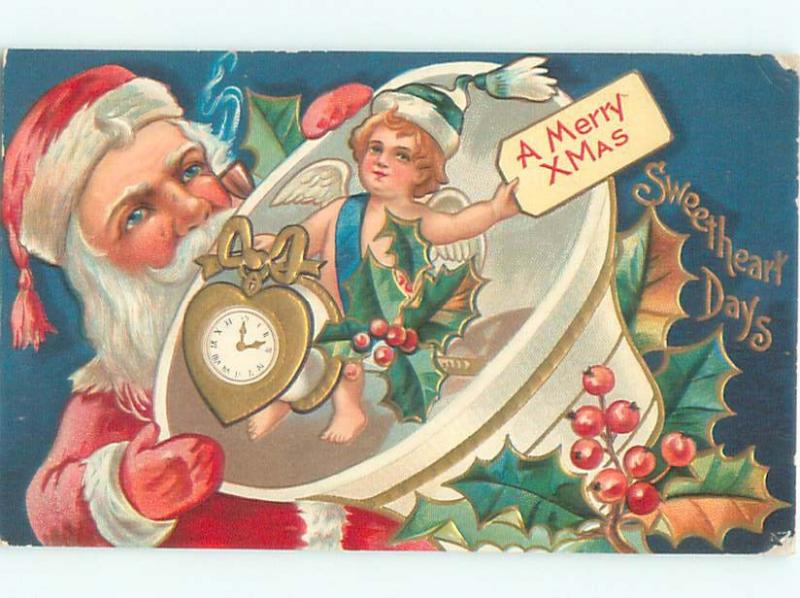 Pre-Linen Christmas SANTA CLAUS WITH CUPID AB4449