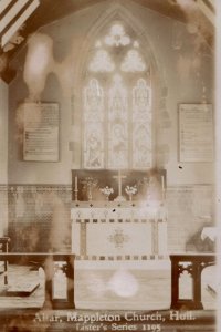 C.1910 Altar Mappleton Church Hull England Lister Real Photo RPPC Postcard P217