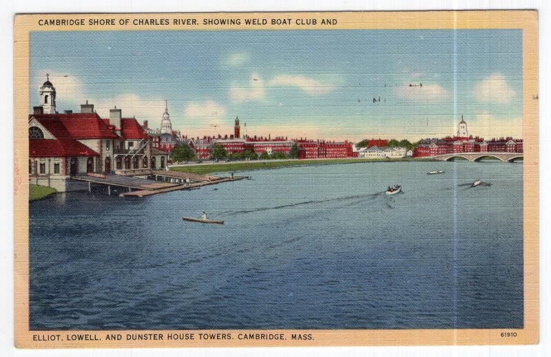 Cambridge, Mass, Cambridge Shore Of Charles River, Showing Weld Boat Club